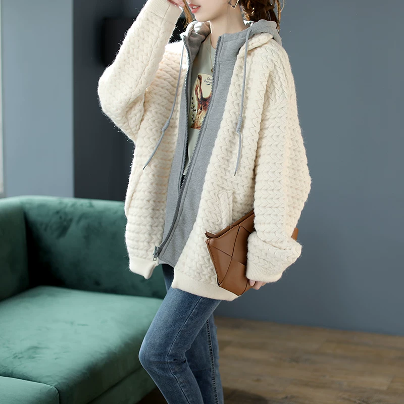 宝诗黎 Hoody, knitted demi-season jacket, increased thickness, 2021 years, Korean style, bright catchy style