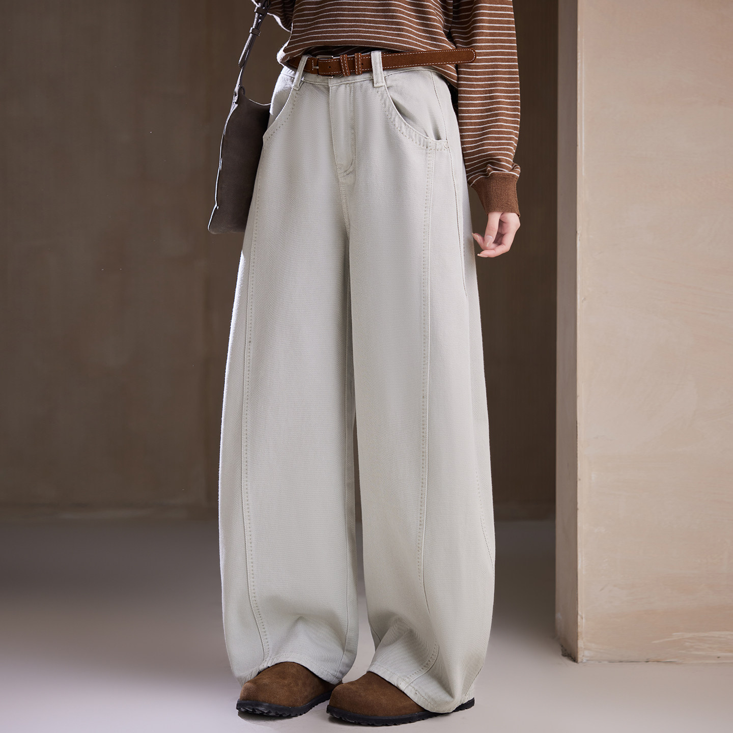 宝诗黎【新品价268元】腰带阔腿弯刀牛仔裤WW2001,淘宝优惠券,粉丝福利购,淘宝优惠卷