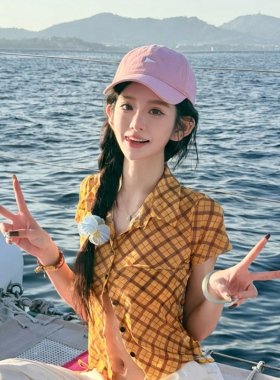 夏日显白粉色海边遮阳鸭舌帽女简约百搭宽檐显脸小三角透气棒球帽
