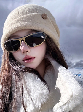 宽松简约翻边纽扣堆堆帽女秋冬保暖2026新款防寒护耳纯色包头帽子