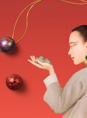 手工大漆圆珠国风吊坠项链礼物