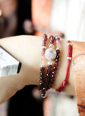 梅朵文创紫牙乌石榴ins小众碧玺