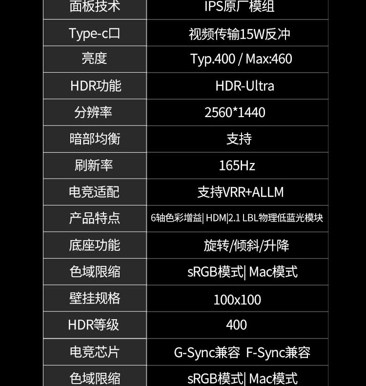 夏芝GX271Q27寸2k165hz电竞显示器144hz4k映射大金刚Fast-IPS屏幕-图1