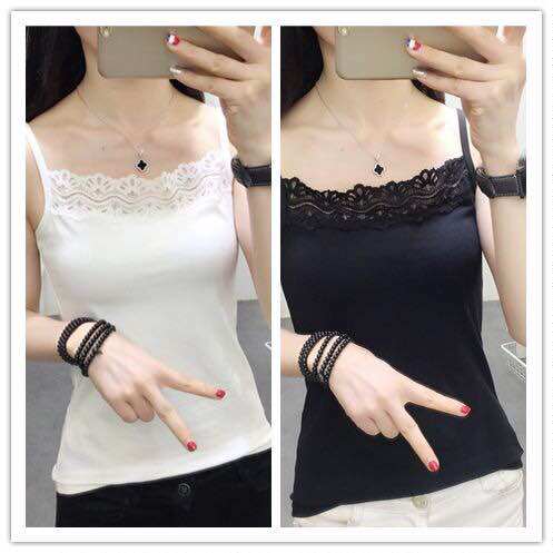 Solid color versatile suspender slim slim vest bottoming shirt