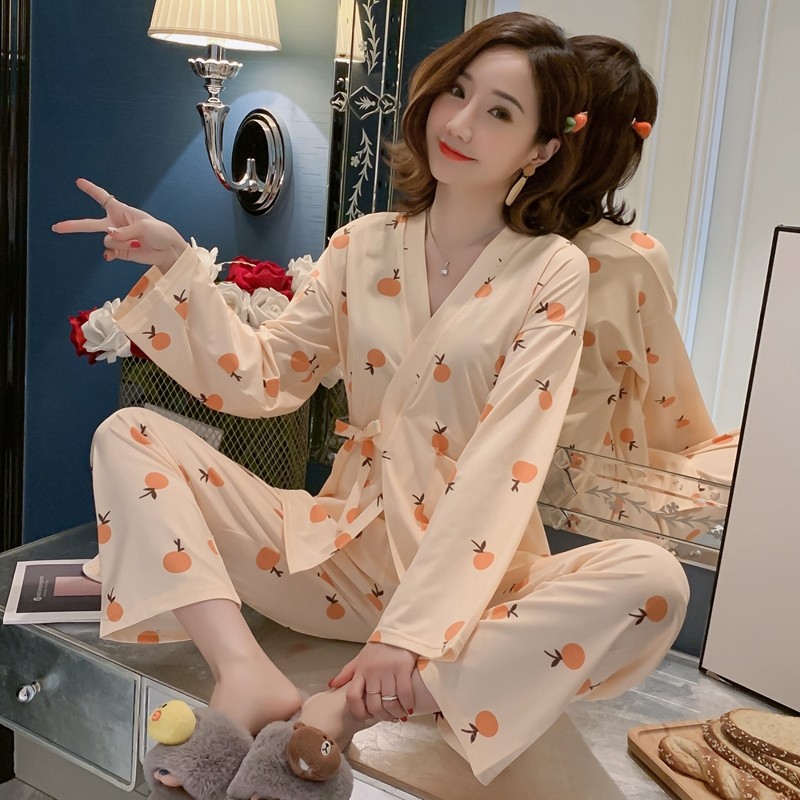 春秋季长袖和服甜美可爱柚子睡衣 萨妮服饰睡衣/家居服套装
