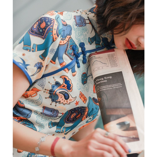 Легкое ципао, короткое платье, 2021 года, светлый стиль, подходит для подростков