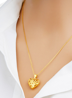 越南沙金心形花朵吊坠女不掉色