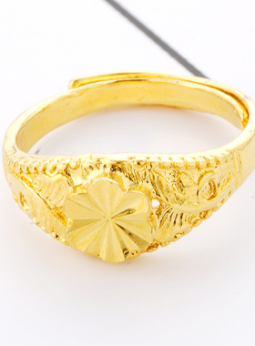 沙金戒指女士久不掉色小众甜美