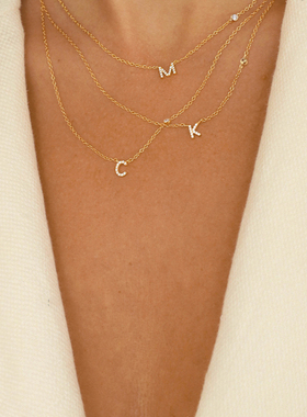 时尚纯银厚度18k锁骨链女镶嵌