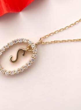 PD系列S925镀18K金白钻字母项链