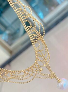 高级感蕾丝流苏爱迪生珍珠项链