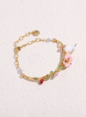 春夏梦幻立体兔子粉色浆果花花枝