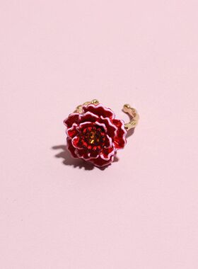 葡萄庄园桃花大花朵戒指时尚珐琅