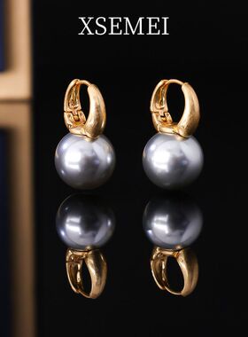 项链两层超闪钻施家灰色珍珠项链