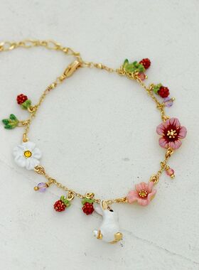 新品珐琅兔子手链欧美ins风法式小花动物手环潮女
