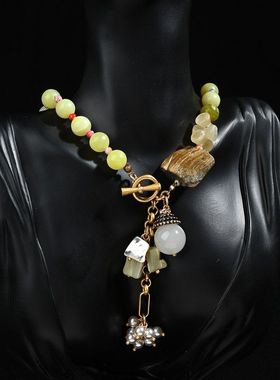 石天然珍珠原创配饰毛衣链项链