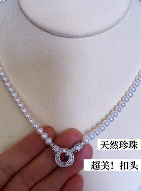 天然淡水珍珠项链近圆高强光时尚