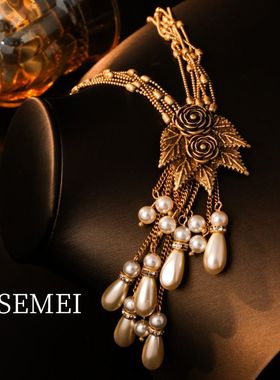 vintage复古宫廷风夸张个性流苏项链耳饰