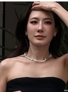 牙签巴洛克珍珠锁骨链耳环女ins