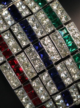 法式复古可调节满钻几何简约莱茵石时尚手链 青岛vintage中古饰品