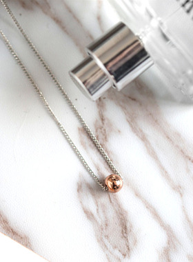 银色玫瑰金珠子短款项链