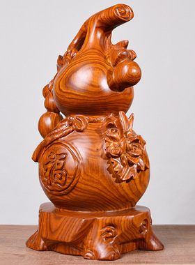 正宗府花梨木雕葫芦雕刻摆件办公室家居福禄木质工艺新年礼品摆件