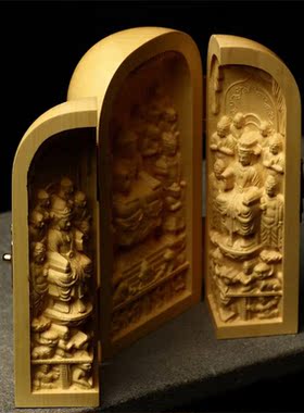 黄杨木雕刻万佛朝宗满堂佛