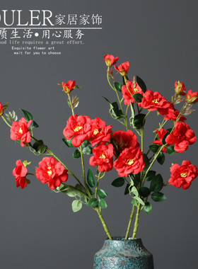 仿真月季花客厅桌面插花装饰摄影