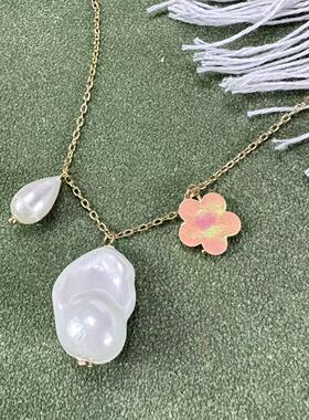 欧美时尚轻奢气质简约优雅巴洛克珍珠字母小众女款金属项链