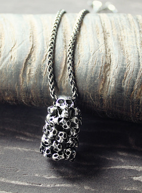 复古骷髅钛钢项链欧美男女款吊坠