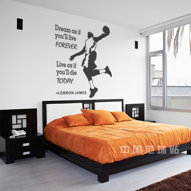篮球nba科比墙贴纸男生宿舍卧室个性背景墙面装饰画贴花防水贴画