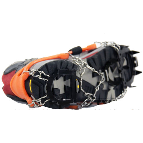 带加强板鞋底防滑鞋套不锈钢链登山冰抓12齿冰爪户外雪地雪爪套冬 - 图3