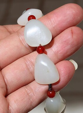 【小胡子玉器】和田玉 籽料 洒金皮 白玉 原石精修 男款手链