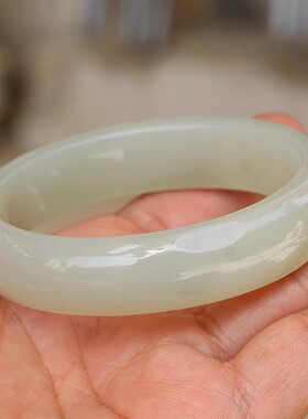 【小胡子玉器】和田玉 籽料 洒金皮 白玉 56mm 手镯