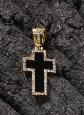 不锈钢锆石麻花链男女十字架吊坠