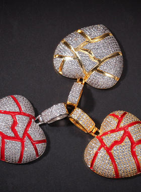 嘻哈破碎的心创可贴吊坠水滴心挂坠爱心心碎形状情侣项链街头百搭