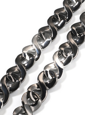 15mm铜镶锆石黑白相接无限链轻奢小众高级感古巴链潮男女嘻哈项链