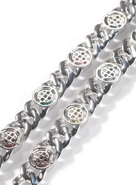 15mm新款铜镶蓝色锆石嘻哈古巴项链男女个性时尚多巴胺彩色潮手链