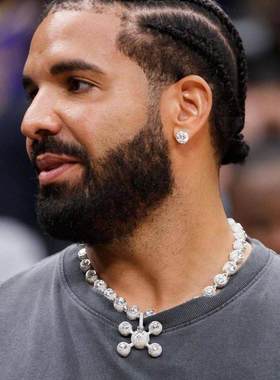 12mm圆球公鸭同款项链圆宝石奢华嘻哈手链时尚男女吊坠权志龙同款