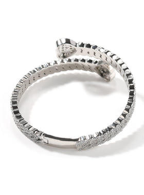 开口爱心古巴手镯铜镶锆石