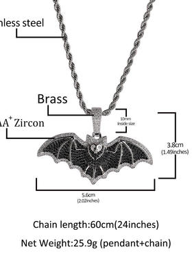 暗黑哥特风满钻蝙蝠吊坠