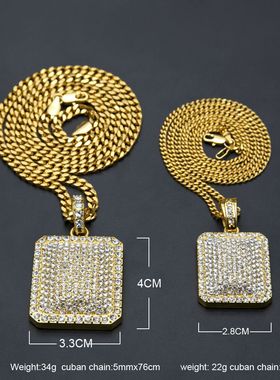 男士嘻哈风水钻重工项链吊坠