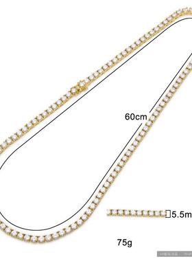 嘻哈项链潮牌欧美保色锆石