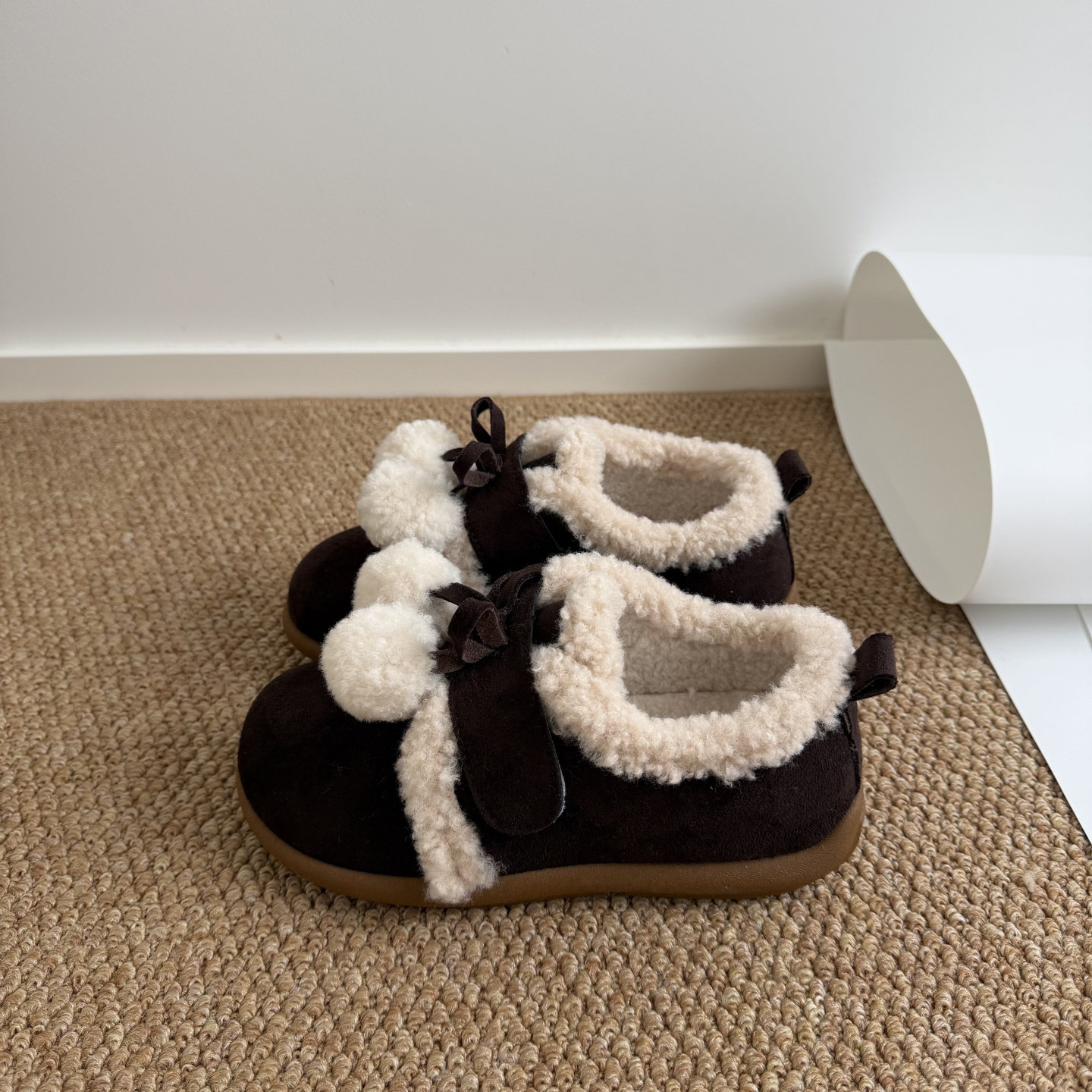 3cm~圆头可爱毛球平底保暖棉鞋女勃肯棉鞋甜美蝴蝶结设计感毛毛鞋,淘宝优惠券,粉丝福利购,淘宝优惠卷