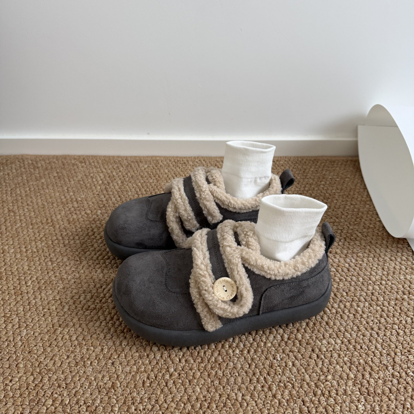 魔术贴毛绒勃肯鞋加绒保暖厚底懒人鞋面包鞋防滑圆头丑萌毛毛鞋,淘宝优惠券,粉丝福利购,淘宝优惠卷