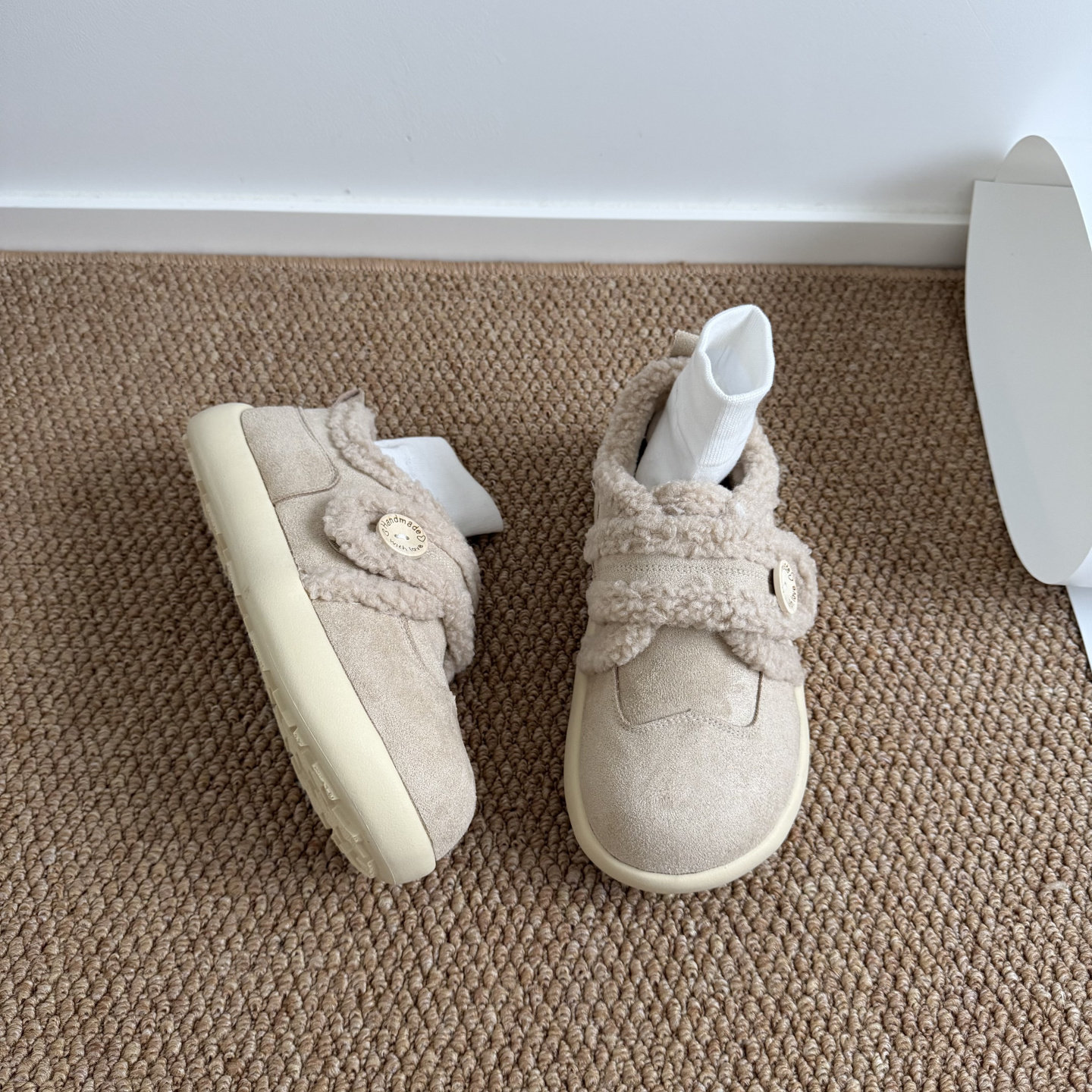 魔术贴毛绒勃肯鞋加绒保暖厚底懒人鞋面包鞋防滑圆头丑萌毛毛鞋,淘宝优惠券,粉丝福利购,淘宝优惠卷