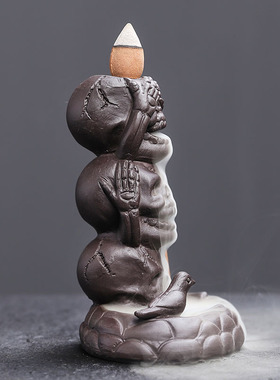 原创新款骷颅头万圣节倒流檀香炉创意左右逢源家居桌面工艺品摆件