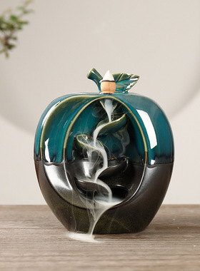 厂家直销绿色倒流香炉创意水果造型观赏回流香薰炉家居工艺品摆件