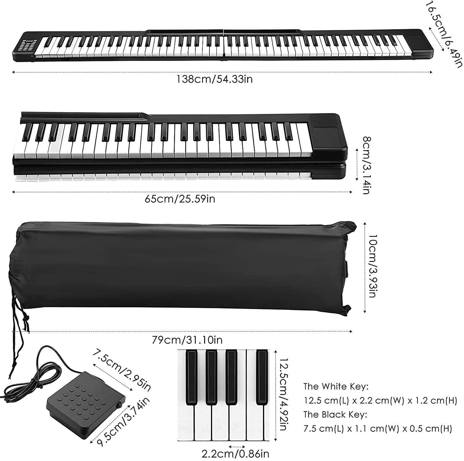 诺派折叠钢琴88键便携式电子钢琴[官方正品] - 图0