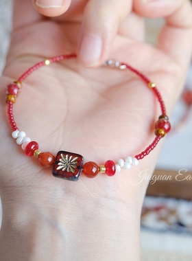 酒馆原创喜庆红色新年婚礼手串手链复古送礼好寓意饰品